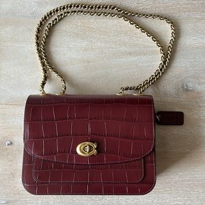 Coach Madison Shoulder Bag in Brass/Wine